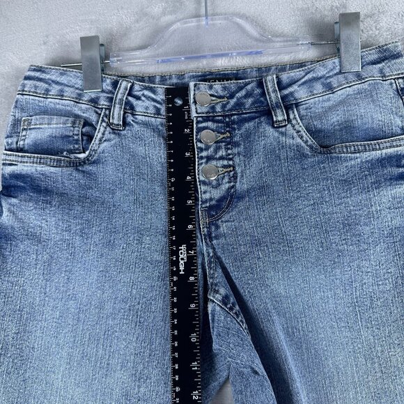 Venus Flare Leg Jeans Womens Size 10 Ankle Slit Button Fly Acid Wash Blue - Picture 8 of 12
